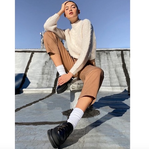 SUNDAY BEST beige cable knit Melly sweater, mockneck, size M - Picture 3 of 11